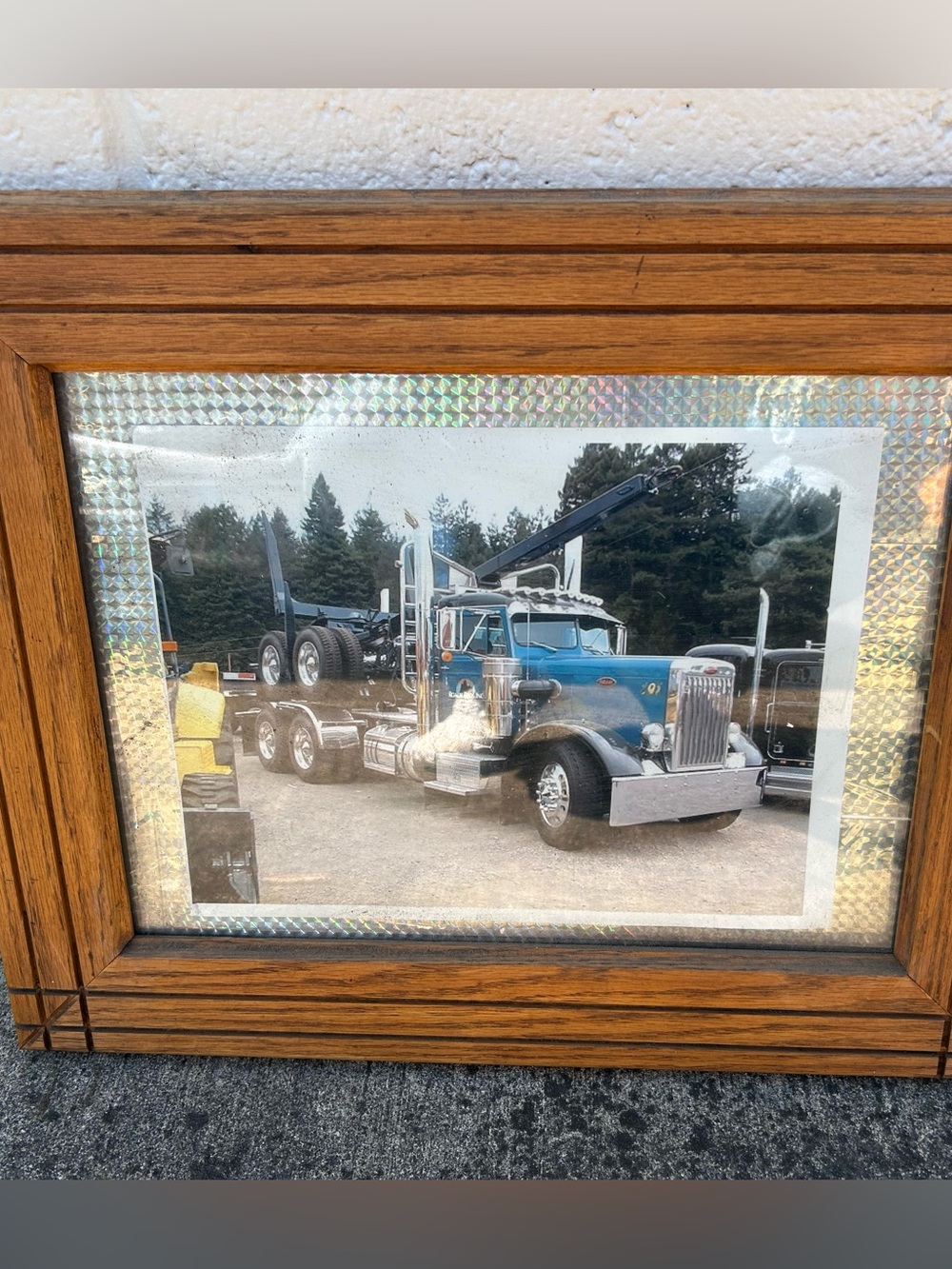 vintage framed classic semi truck art photo decor